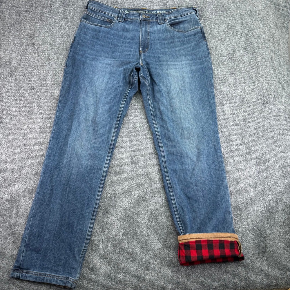 Duluth Trading Jeans Mens 38x34 (Fits 40x34) Ballroom Double Flex Flannel Lined